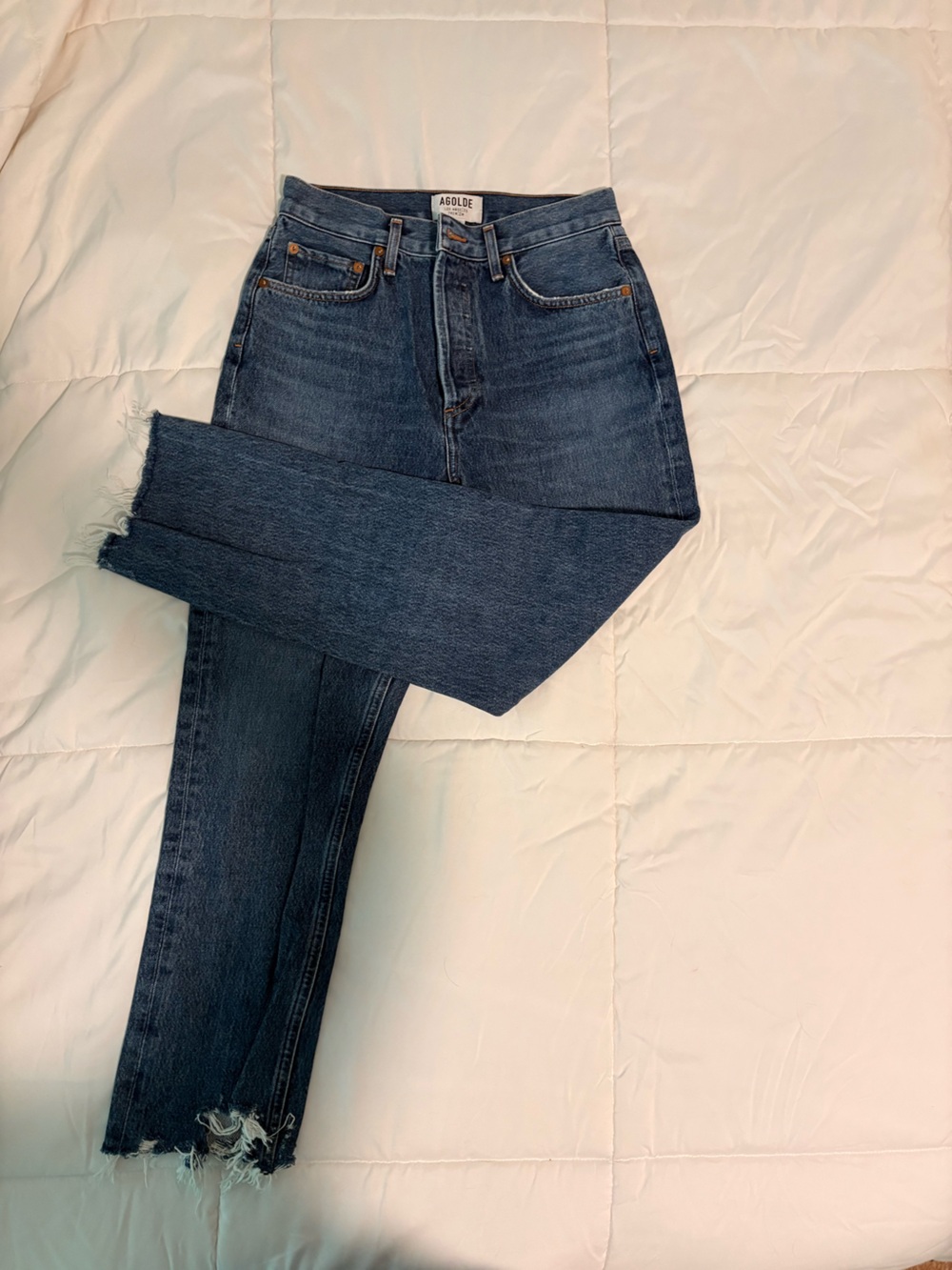 AGOLDE High-Rise Straight Jeans in MEDIUM Blue